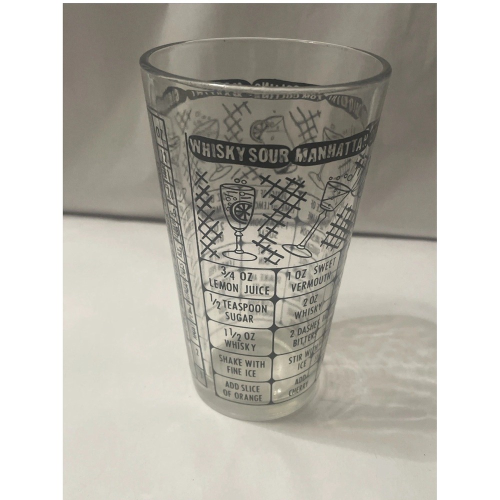 Vintage Federal Glass Barware Bartender Cocktail Mixed Drink Recipe Shaker Glass